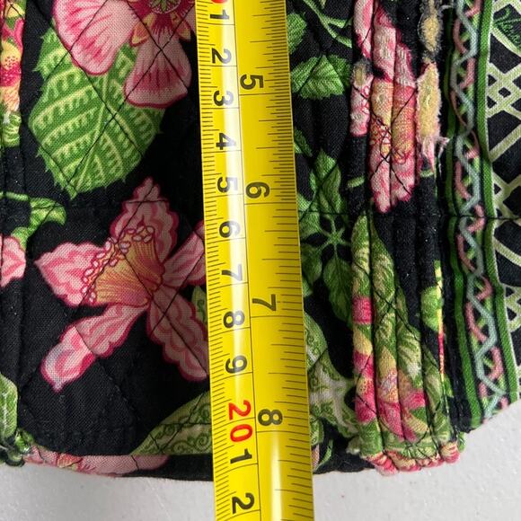 Vera Bradley Purse Quilted Black/Green 2 handles Floral Print - Picture 3 of 5